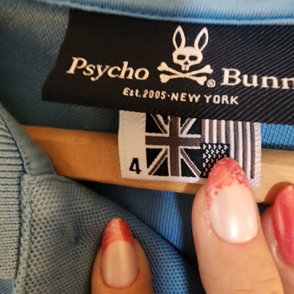 Psycho Bunny Bank Pique Polo Size 4 Darlin Blue Pima Cotton Short Sleeve Collar - Picture 5 of 10